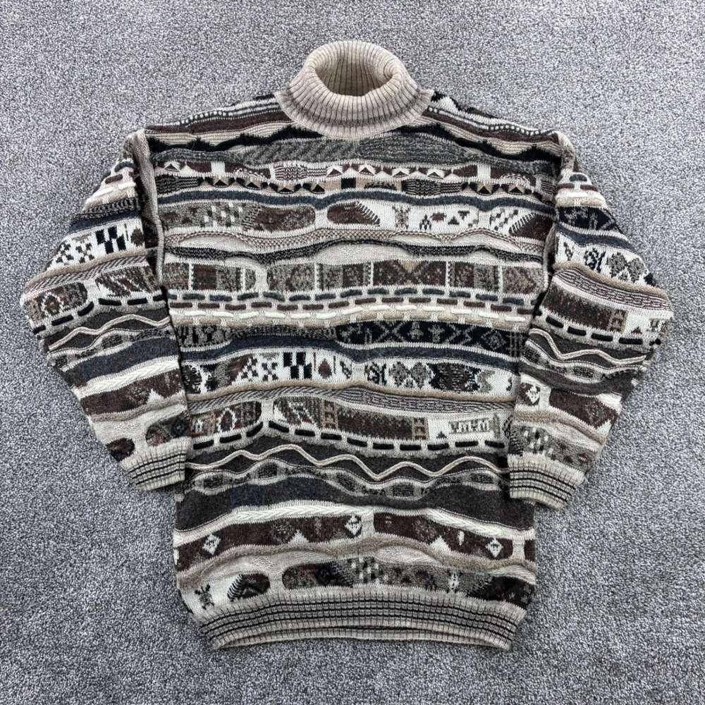 Vintage Country Shop Sweater Mens S Wool Alpaca Blend 3D Coogi Knit Turtleneck